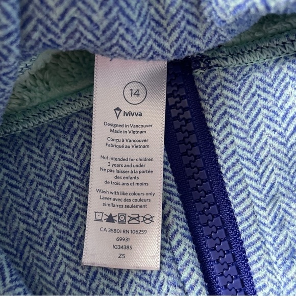 Ivivva Girls Lululemon Shiver Stopper Half Zip Pullover size 14 - Picture 5 of 8